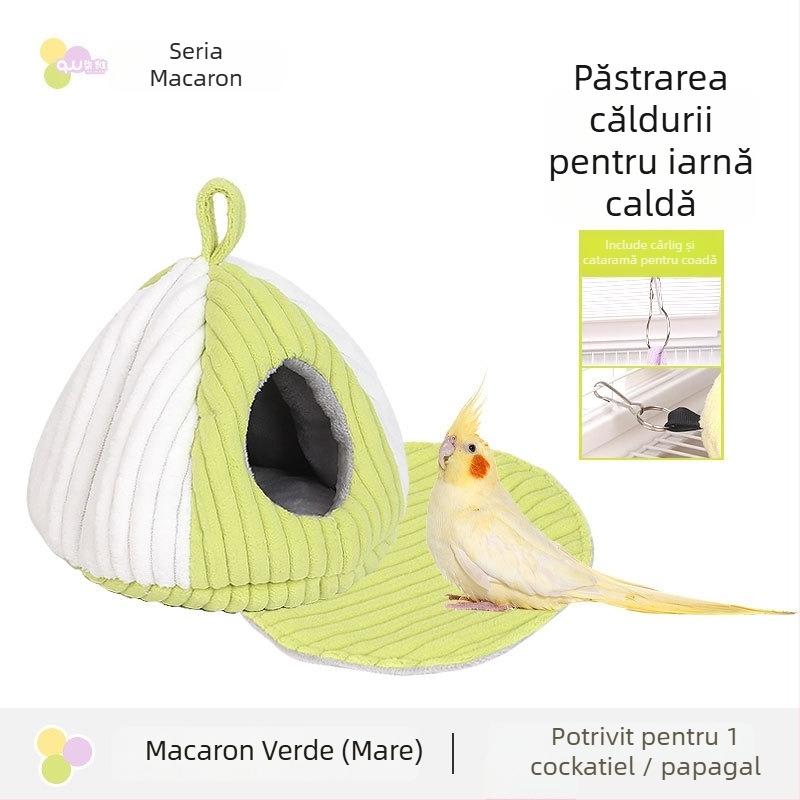 Cuib textil de iarnă pentru hamsteri și păsări mici, formă ovală, menține căldura