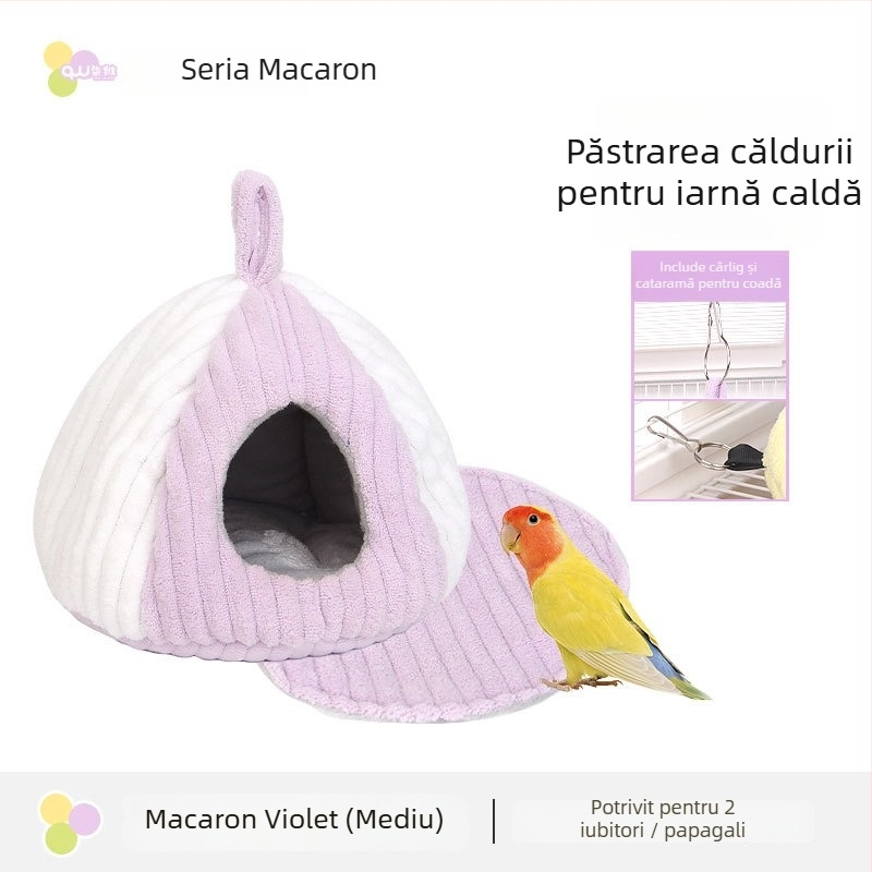 Cuib textil de iarnă pentru hamsteri și păsări mici, formă ovală, menține căldura