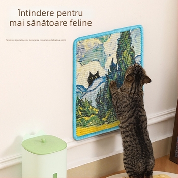 Plaçă de zgâriere pentru pisici din sisal – montaj pe perete, rezistentă la uzură, fără scămoțare a firelor, stil japonez