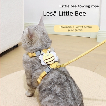 Ham de pisică din nylon cu bandă toracică în formă de I, reglabil, lesă ne retractabilă, origine Yiwu, marcă Jiawang yimiao