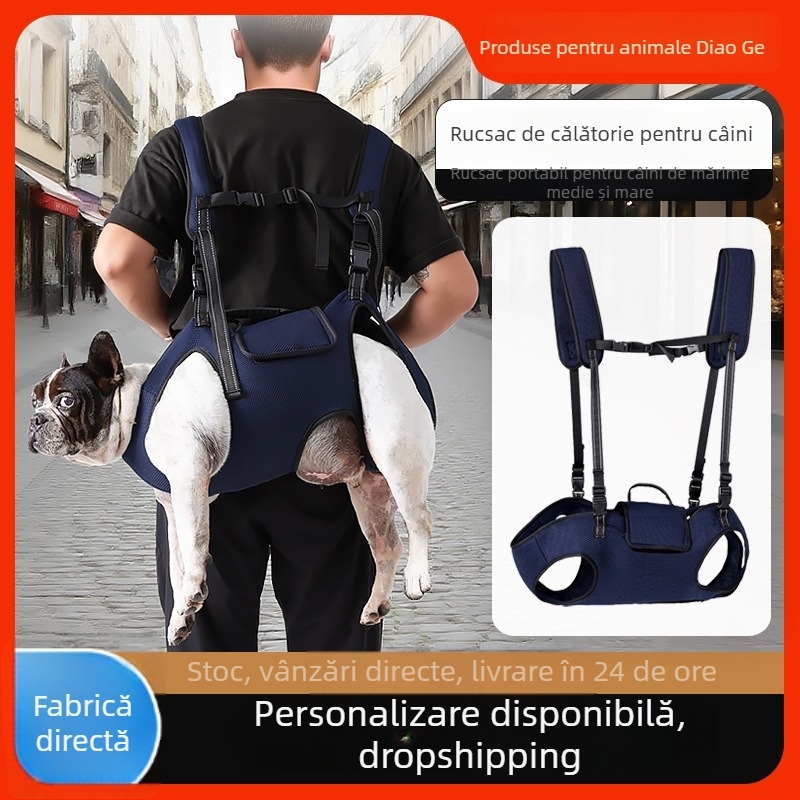 Geantă de plimbare pentru animale de companie, curea cross-body, Oxford, culoare uni, fermitate medie