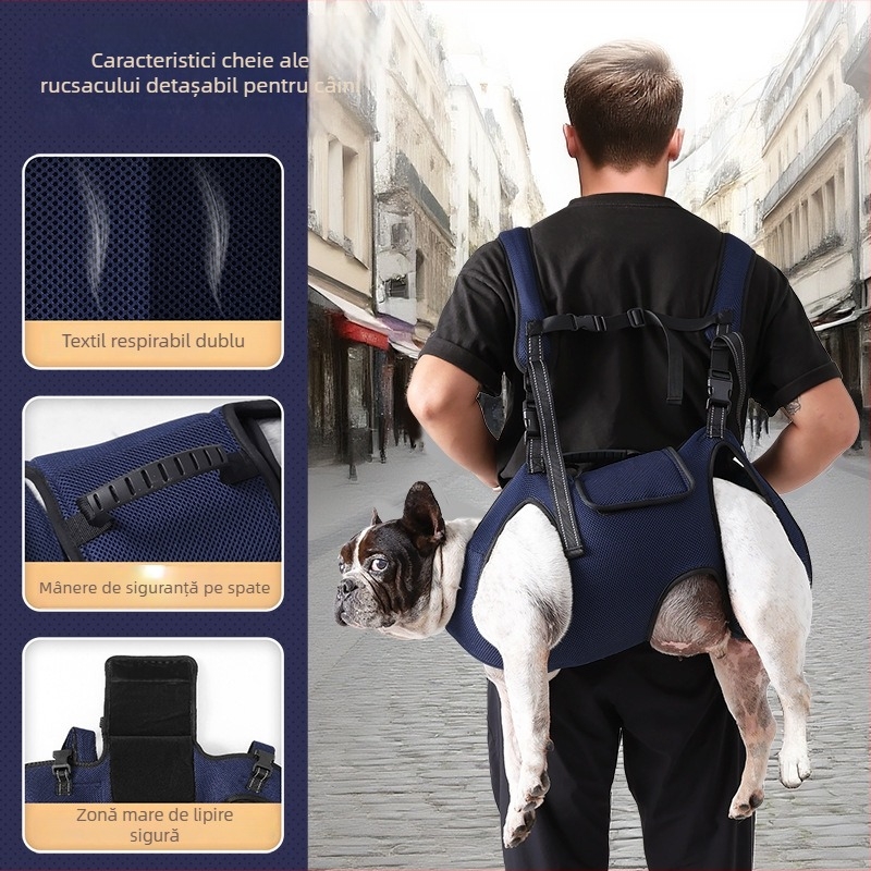 Geantă de plimbare pentru animale de companie, curea cross-body, Oxford, culoare uni, fermitate medie