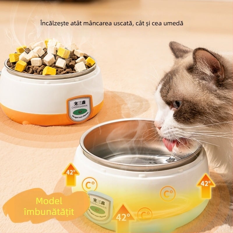 Dispenser de apă pentru pisici cu temperatură constantă și încălzire de iarnă, din oțel inoxidabil