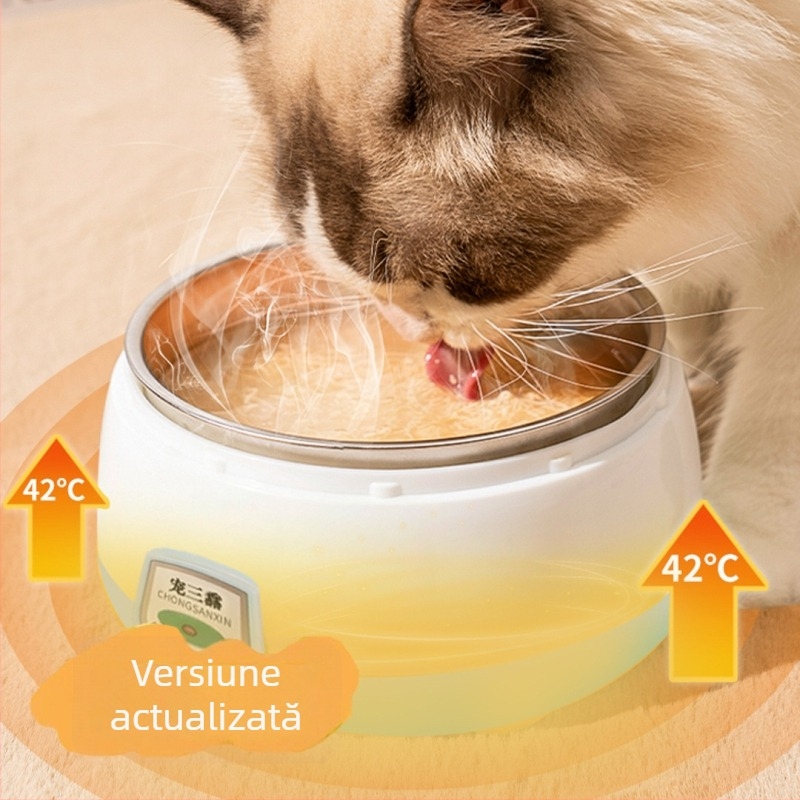 Dispenser de apă pentru pisici cu temperatură constantă și încălzire de iarnă, din oțel inoxidabil