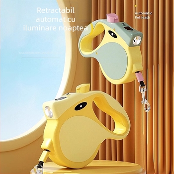 Lesă retractabilă pentru câini de talie medie și mică – Material: ABS, bandă împletită, aliaj; Retractabil: Da; Categoria: Curele de tracțiune pentru animale