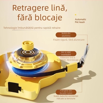 Lesă retractabilă pentru câini de talie medie și mică – Material: ABS, bandă împletită, aliaj; Retractabil: Da; Categoria: Curele de tracțiune pentru animale