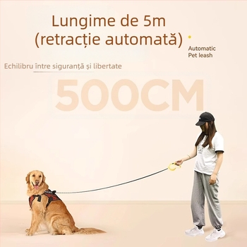 Lesă retractabilă pentru câini de talie medie și mică – Material: ABS, bandă împletită, aliaj; Retractabil: Da; Categoria: Curele de tracțiune pentru animale