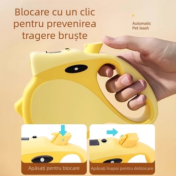 Lesă retractabilă pentru câini de talie medie și mică – Material: ABS, bandă împletită, aliaj; Retractabil: Da; Categoria: Curele de tracțiune pentru animale
