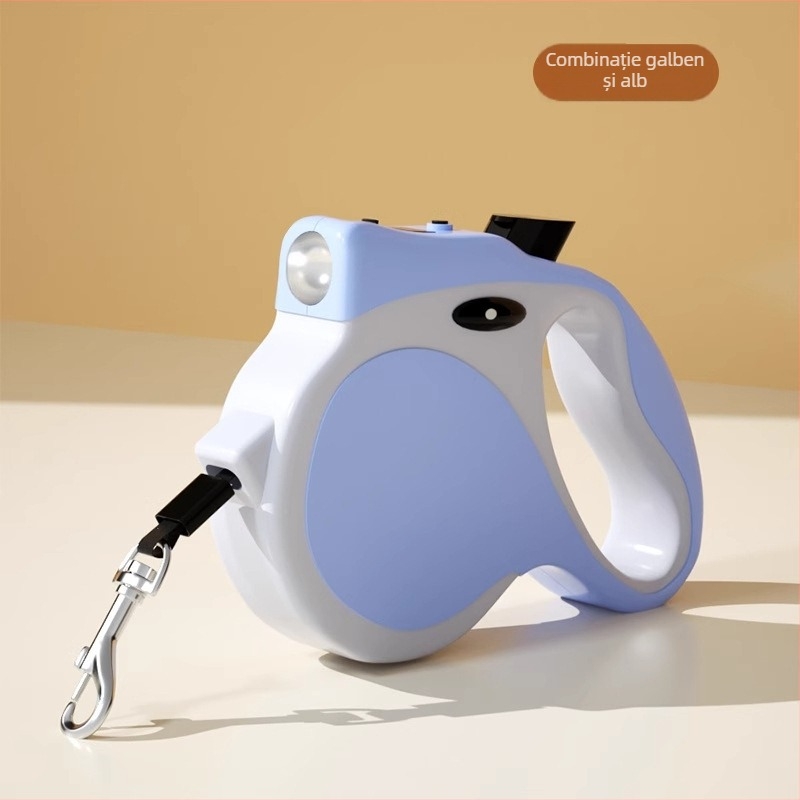 Lesă retractabilă pentru câini de talie medie și mică – Material: ABS, bandă împletită, aliaj; Retractabil: Da; Categoria: Curele de tracțiune pentru animale