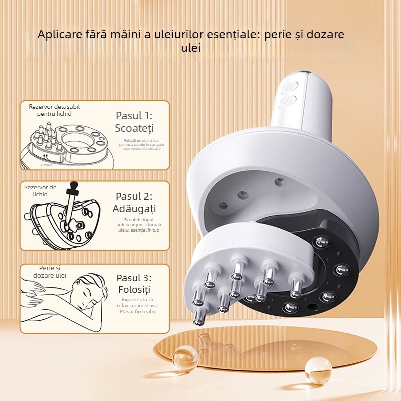 Dispozitiv de masaj electric G16 cu controlul temperaturii 38–48°C, baterie 1200mAh, reglaj de viteză fără trepte, carcasă ABS