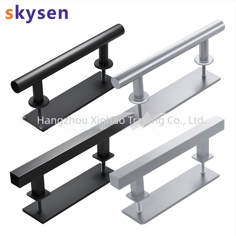 Mâner pentru ușă de hambar, dublu, din oțel inox 304 și oțel-carbon, finisaj prin pulverizare electrostatică cu textură, pentru uși glisante