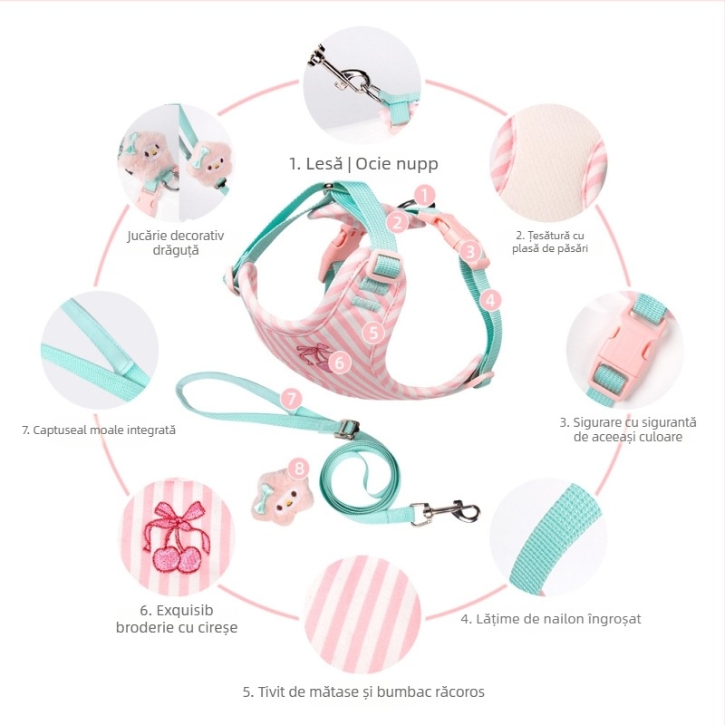 Ham de piept pentru câini - stil drăguț și dulce, material din pânză, brand Duomao, fără elastic