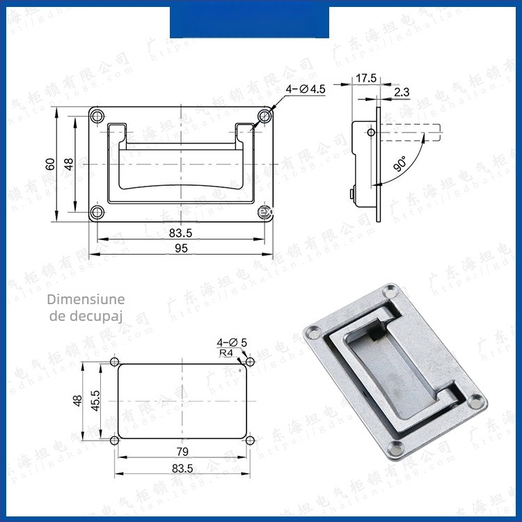 Haitan LS702 Mâner panou pentru dulapuri, montaj ascuns, aliaj de zinc, placare crom satinat