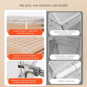 Cutie de depozitare PP, 30–40 L, cu roți, portabilă, design simplu modern