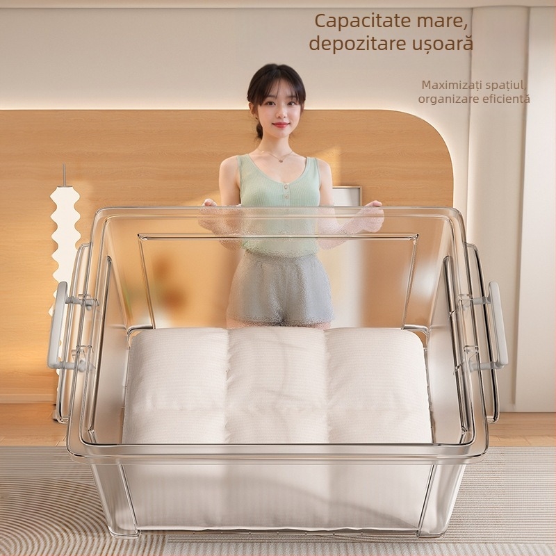 Cutie de depozitare PP, 30–40 L, cu roți, portabilă, design simplu modern