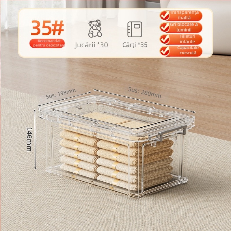 Cutie de depozitare PP, 30–40 L, cu roți, portabilă, design simplu modern