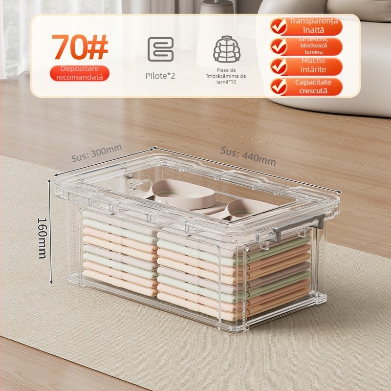 Cutie de depozitare PP, 30–40 L, cu roți, portabilă, design simplu modern