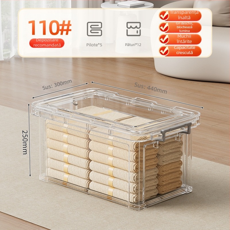 Cutie de depozitare PP, 30–40 L, cu roți, portabilă, design simplu modern