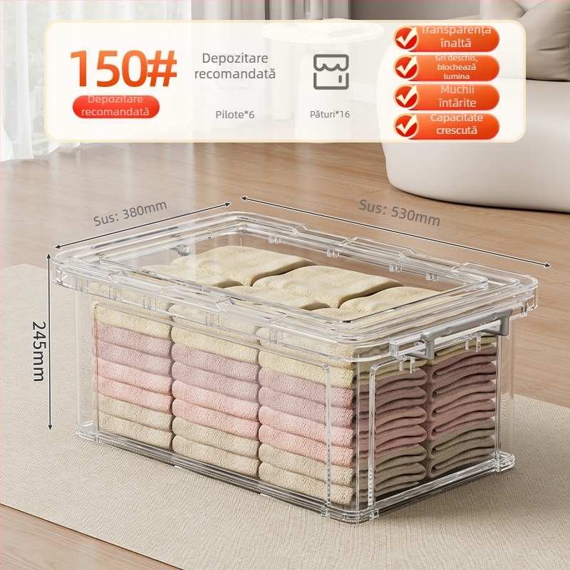 Cutie de depozitare PP, 30–40 L, cu roți, portabilă, design simplu modern