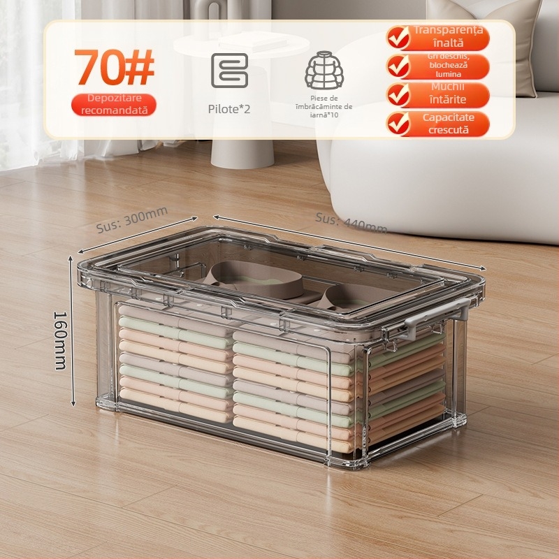 Cutie de depozitare PP, 30–40 L, cu roți, portabilă, design simplu modern