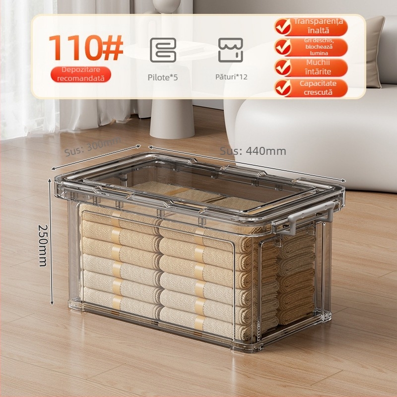 Cutie de depozitare PP, 30–40 L, cu roți, portabilă, design simplu modern