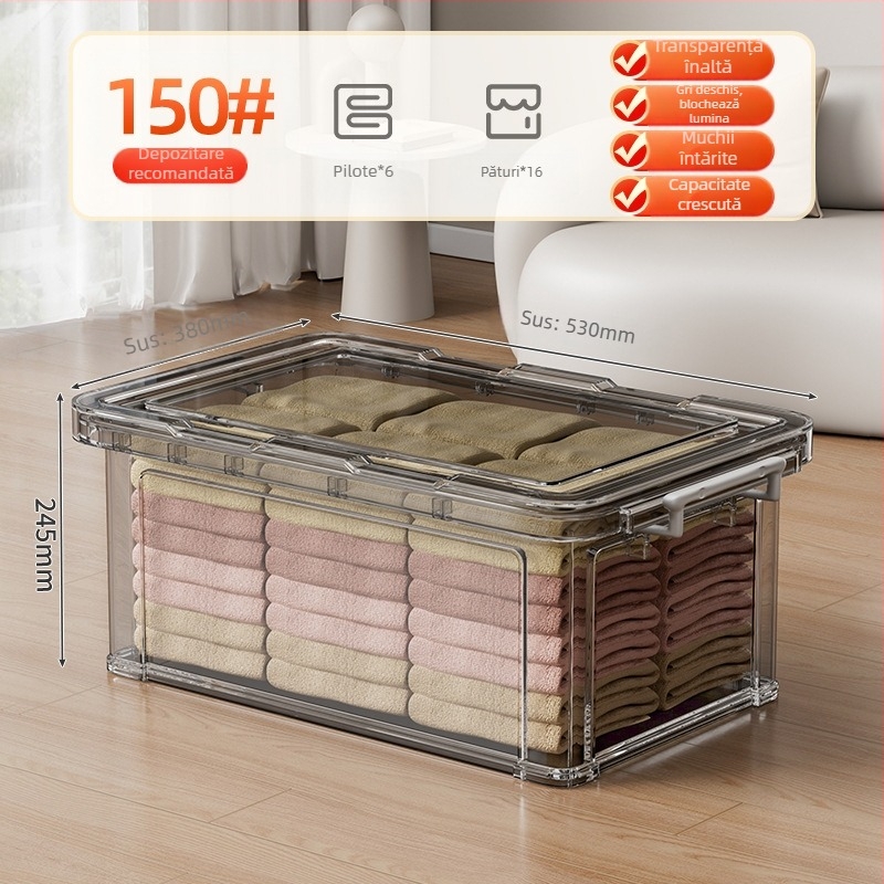 Cutie de depozitare PP, 30–40 L, cu roți, portabilă, design simplu modern