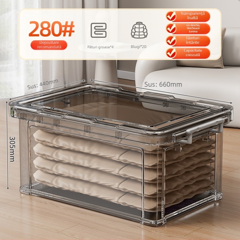 Cutie de depozitare PP, 30–40 L, cu roți, portabilă, design simplu modern