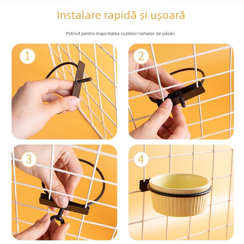 Bol ceramic suspendat pentru hamsteri și alte animale de companie, cu suport metalic, design anti-răsturnare, marcă Shuo ni