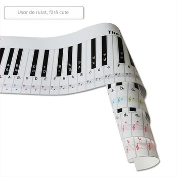 Fingering Sticker pentru pian cu 88 de taste — simulare degete 1:1, notare pe portativ, PVC