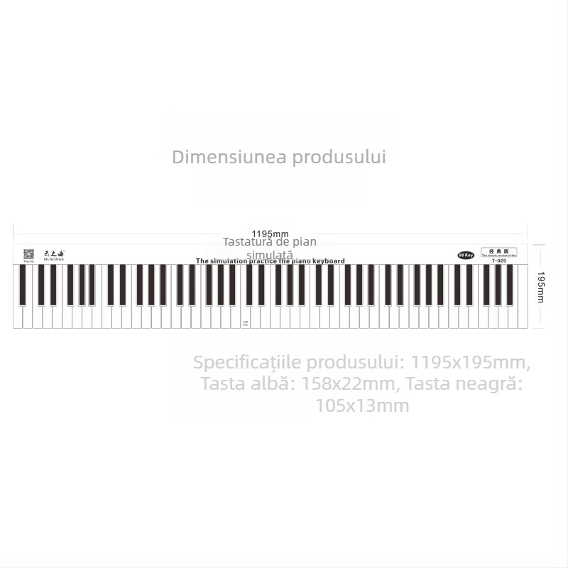 Fingering Sticker pentru pian cu 88 de taste — simulare degete 1:1, notare pe portativ, PVC