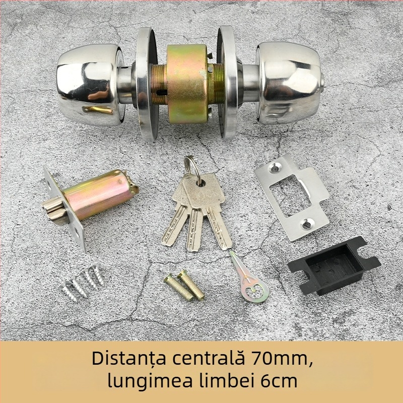 Încuietoare din oțel inoxidabil cu bilă pentru ușă din lemn, model 568, stil modern și simplu