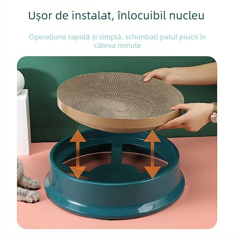 Zgârietor circular pentru pisici din carton ondulat, nucleu înlocuibil, stil simplu, pachet de 50 bucăți