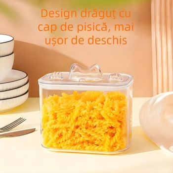 Cutie de depozitare PET pentru hrana de câini și pisici – sigilată, transparentă, pentru uz casnic, 1–2 L