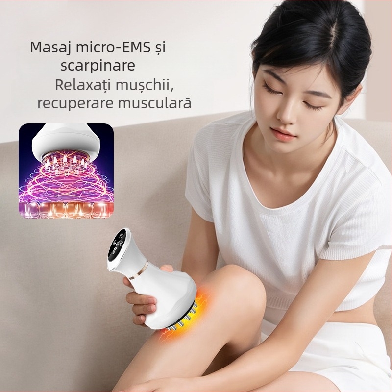 Masajer electric pentru meridiane cu vibrații și încălzire, model pk6103; baterie reîncărcabilă; potrivit pentru gât, spate, talie, picioare și brațe superioare; control prin buton; greutate 300 g; include instrucțiuni și uleiuri esențiale