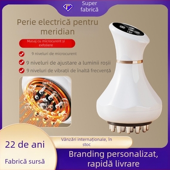Masajer electric de meridian cu încălzire și vibrații, mini portabil, model PK690, încărcabil, baterie 1200 mAh, temperatură 38–48°C, carcasă ABS, control mecanic