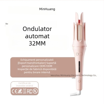 Ondulator pentru păr cu ioni negativi, design cu valuri de apă, acoperire ceramică, 30W, 110–220V, cablu