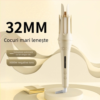 Ondulator pentru păr cu ioni negativi, design cu valuri de apă, acoperire ceramică, 30W, 110–220V, cablu