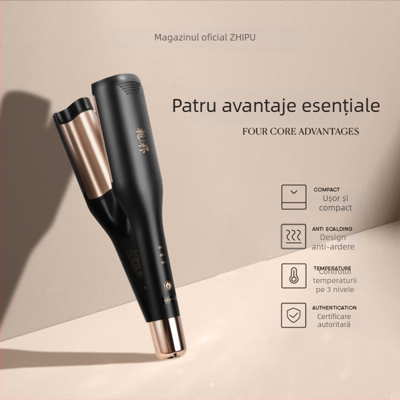 Ondulator de păr Gardenia, tambur în formă de U adânc, diametru 16–20 mm, aliaj ecologic, alimentare prin cablu, 50W, 220V, control temperatură cu un singur nivel