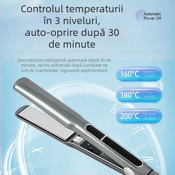 Placă de păr cu element de încălzire din ceramică aurie, tambur de 16–20 mm, 10 trepte de control al temperaturii, pentru păr ud și uscat