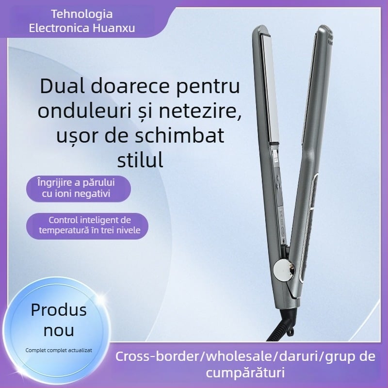 Placă de păr cu element de încălzire din ceramică aurie, tambur de 16–20 mm, 10 trepte de control al temperaturii, pentru păr ud și uscat