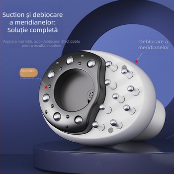 Masaj de casă 3-în-1 cu ventuze pentru vid, gua sha și terapie prin microcurent pentru meridian, model SL-M01 — alimentare USB, 4 trepte, 38–48°C, baterie de 1200 mAh