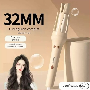 Ondulator automatic pentru păr cu element de încălzire din turmalin ceramic, alimentare prin cablu, reglaj temperatură: 1 nivel, 34 W, 220 V