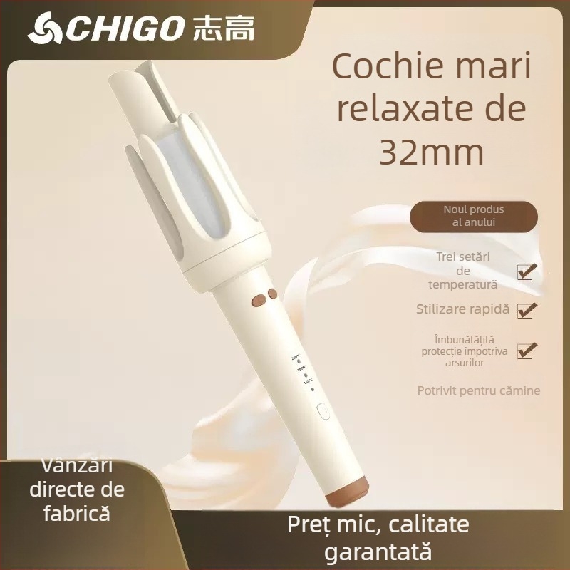Ondulator automatic pentru păr cu element de încălzire din turmalin ceramic, alimentare prin cablu, reglaj temperatură: 1 nivel, 34 W, 220 V