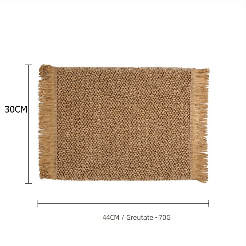 Placă de masă din hârtie împletită – ecologică, izolație termică, anti-arzare, decorativă; material: hârtie; model: uni; formă: rotundă, pătrată, neregulată; biodegradabil