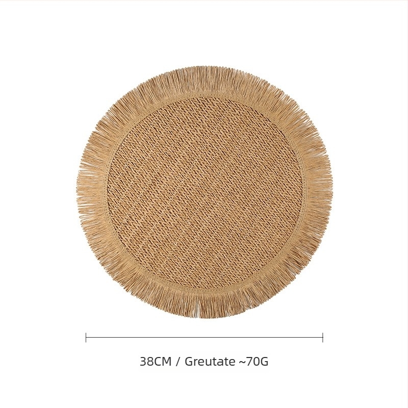 Placă de masă din hârtie împletită – ecologică, izolație termică, anti-arzare, decorativă; material: hârtie; model: uni; formă: rotundă, pătrată, neregulată; biodegradabil