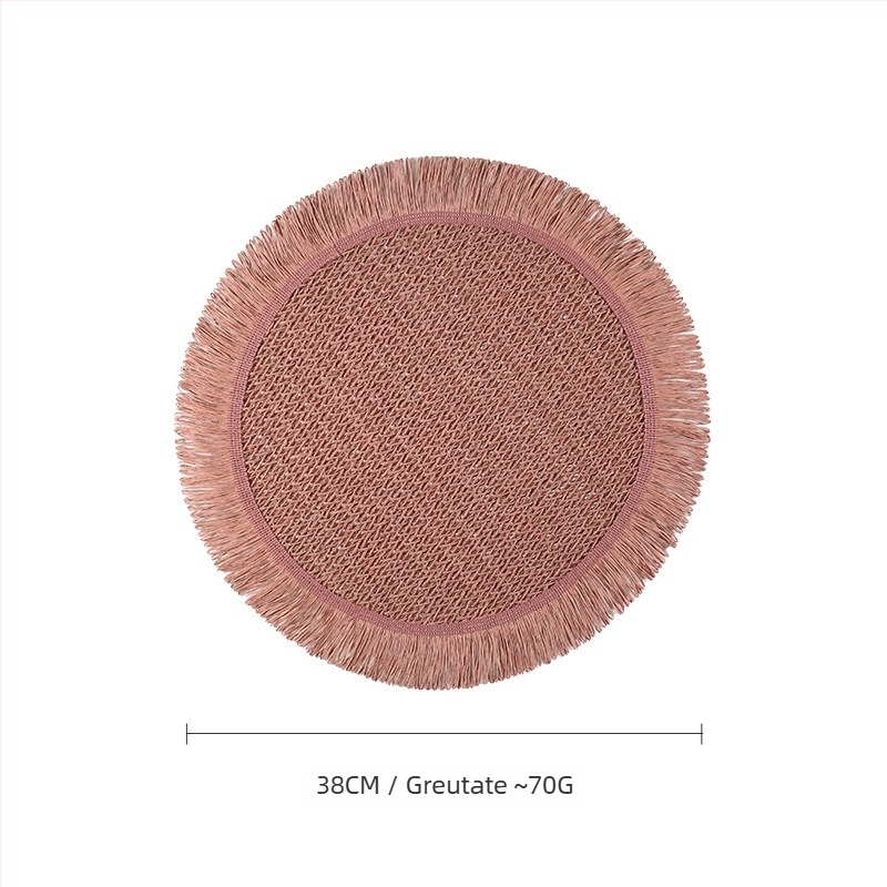 Placă de masă din hârtie împletită – ecologică, izolație termică, anti-arzare, decorativă; material: hârtie; model: uni; formă: rotundă, pătrată, neregulată; biodegradabil