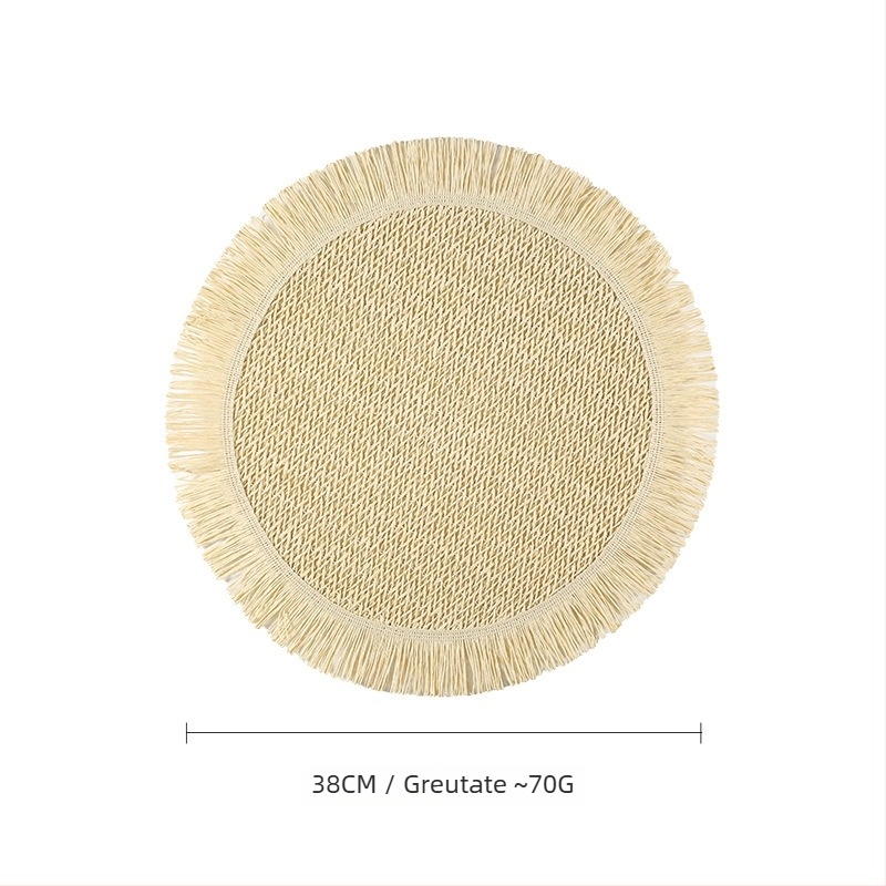 Placă de masă din hârtie împletită – ecologică, izolație termică, anti-arzare, decorativă; material: hârtie; model: uni; formă: rotundă, pătrată, neregulată; biodegradabil