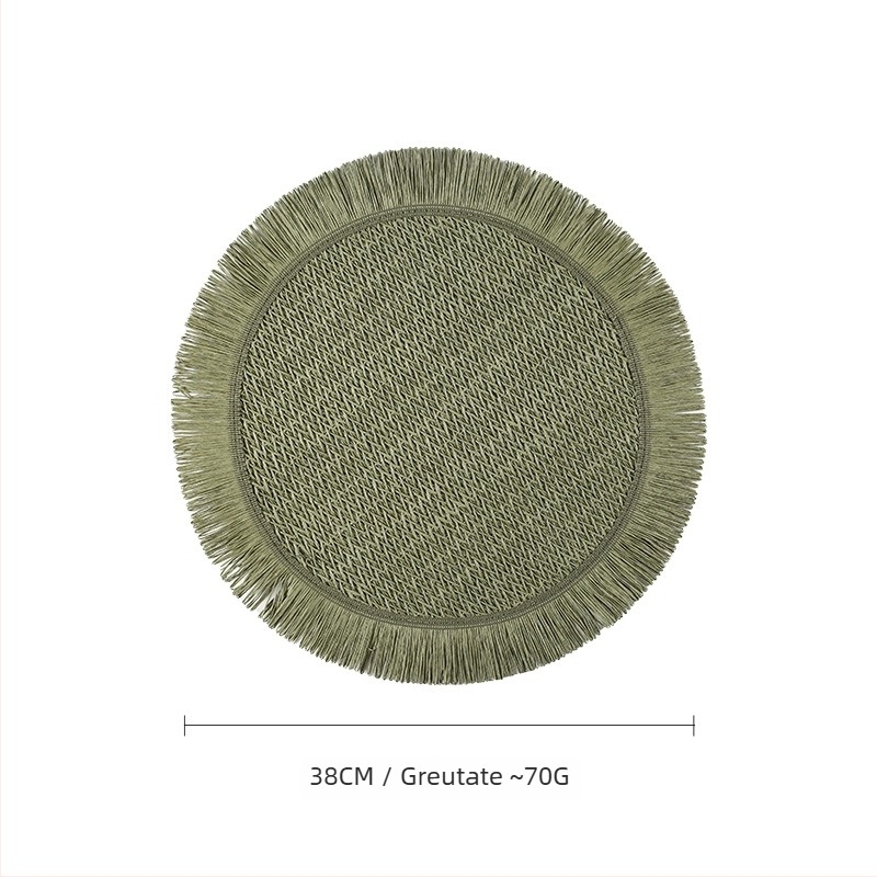 Placă de masă din hârtie împletită – ecologică, izolație termică, anti-arzare, decorativă; material: hârtie; model: uni; formă: rotundă, pătrată, neregulată; biodegradabil