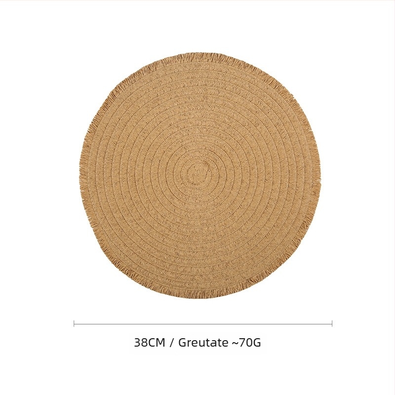 Placă de masă din hârtie împletită – ecologică, izolație termică, anti-arzare, decorativă; material: hârtie; model: uni; formă: rotundă, pătrată, neregulată; biodegradabil