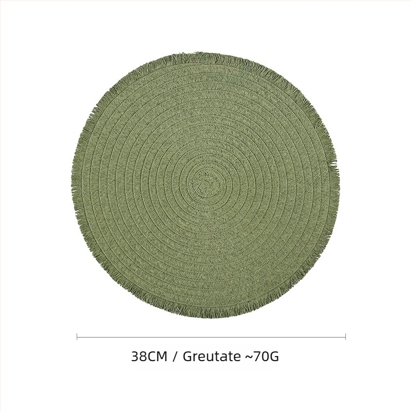 Placă de masă din hârtie împletită – ecologică, izolație termică, anti-arzare, decorativă; material: hârtie; model: uni; formă: rotundă, pătrată, neregulată; biodegradabil